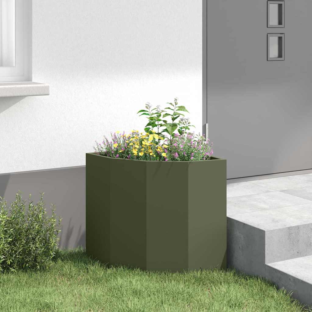 Hoek Plantbak Olijfgroen 45 x 45 x 50 cm Staal