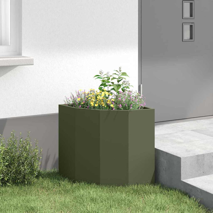 Hoek Plantbak Olijfgroen 45 x 45 x 50 cm Staal