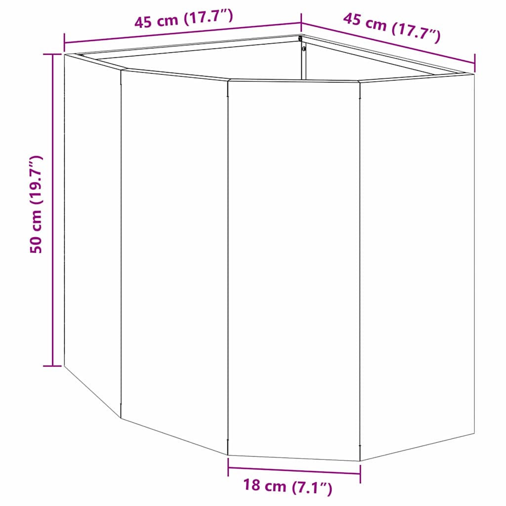 Hoek Plantbak Zilver 45 x 45 x 50 cm Gegalvaniseerd staal