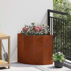 Hoek plantenbak 45x45x50 cm roestig staal