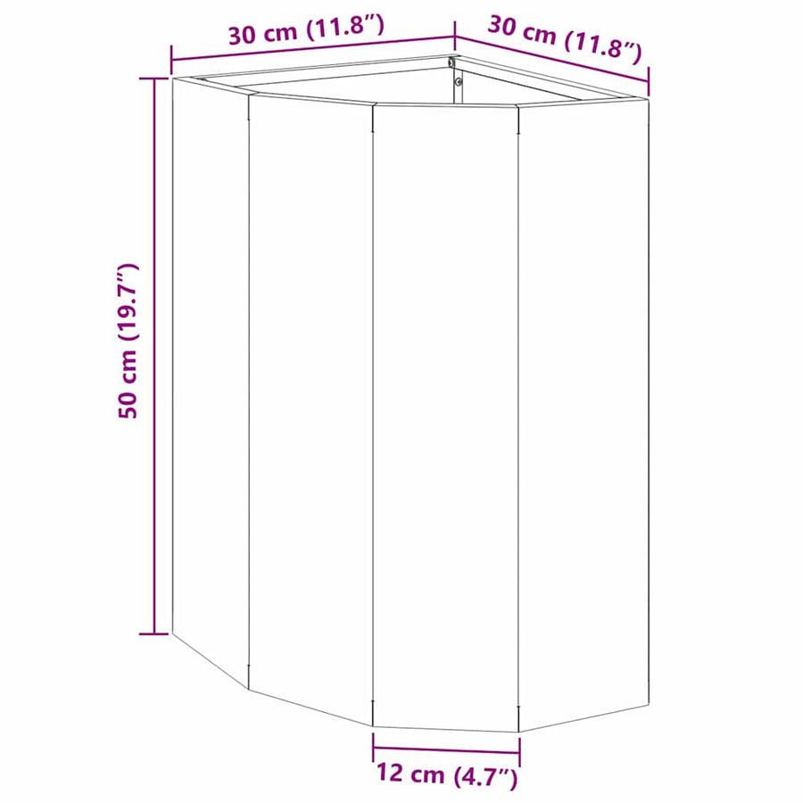 Hoek Plantbak Zwart 30 x 30 x 50 cm Staal