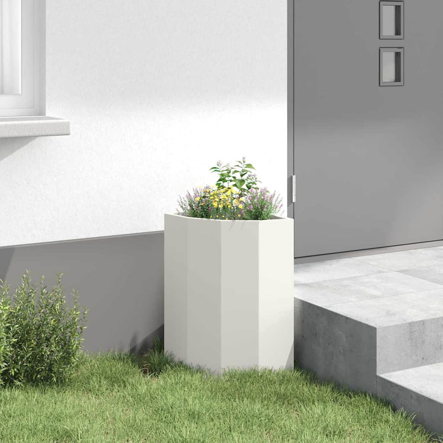 Hoek Plantbak Wit 30 x 30 x 50 cm Staal