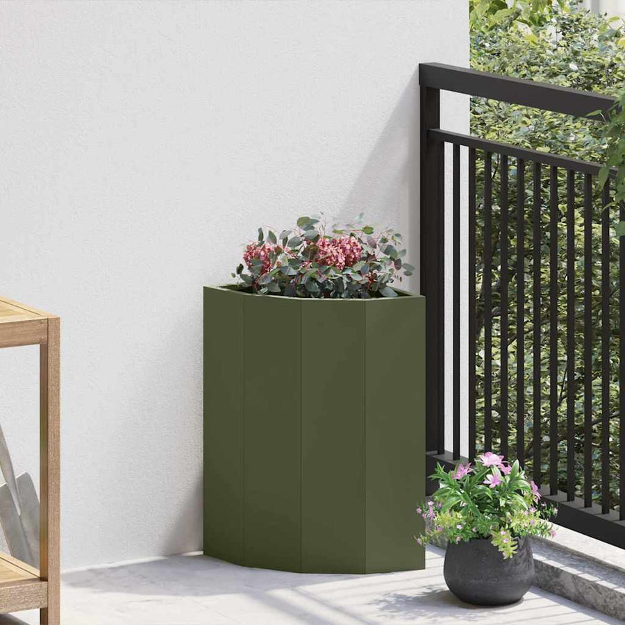 Hoek Plantbak Olijfgroen 30 x 30 x 50 cm Staal