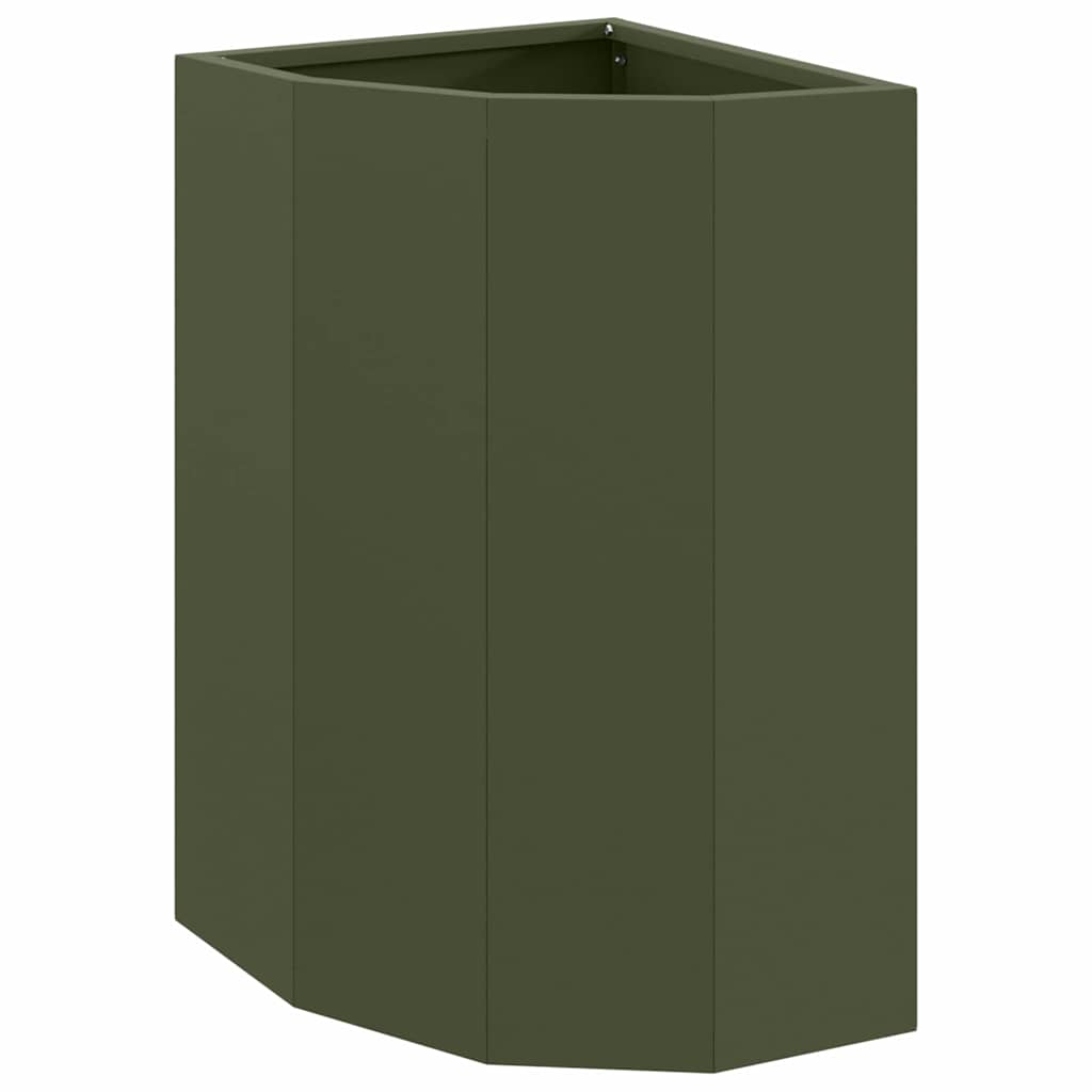 Hoek Plantbak Olijfgroen 30 x 30 x 50 cm Staal