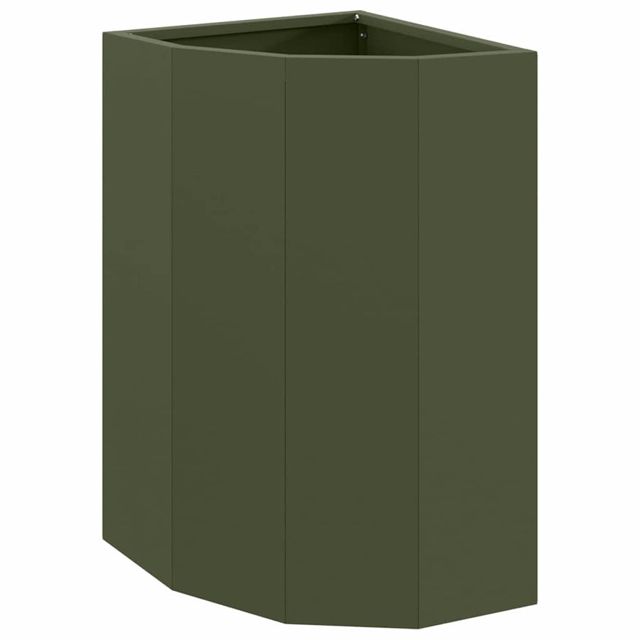 Hoek Plantbak Olijfgroen 30 x 30 x 50 cm Staal