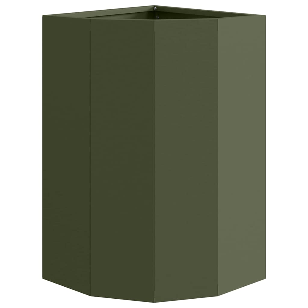 Hoek Plantbak Olijfgroen 30 x 30 x 50 cm Staal