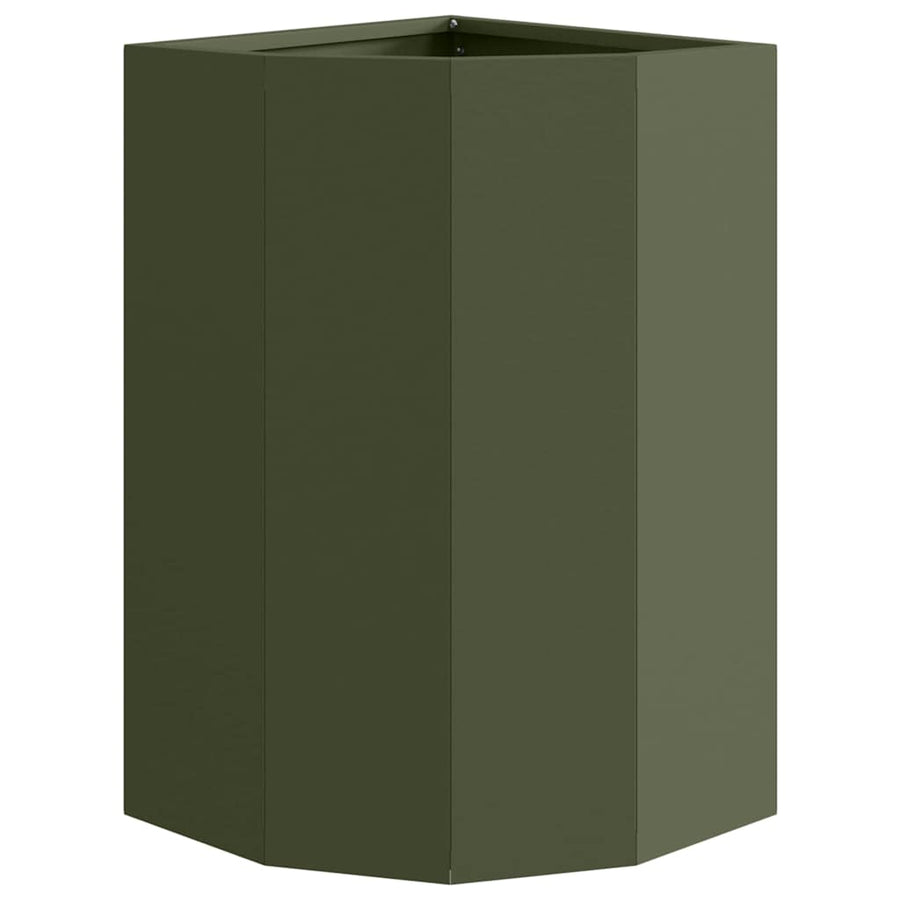 Hoek Plantbak Olijfgroen 30 x 30 x 50 cm Staal