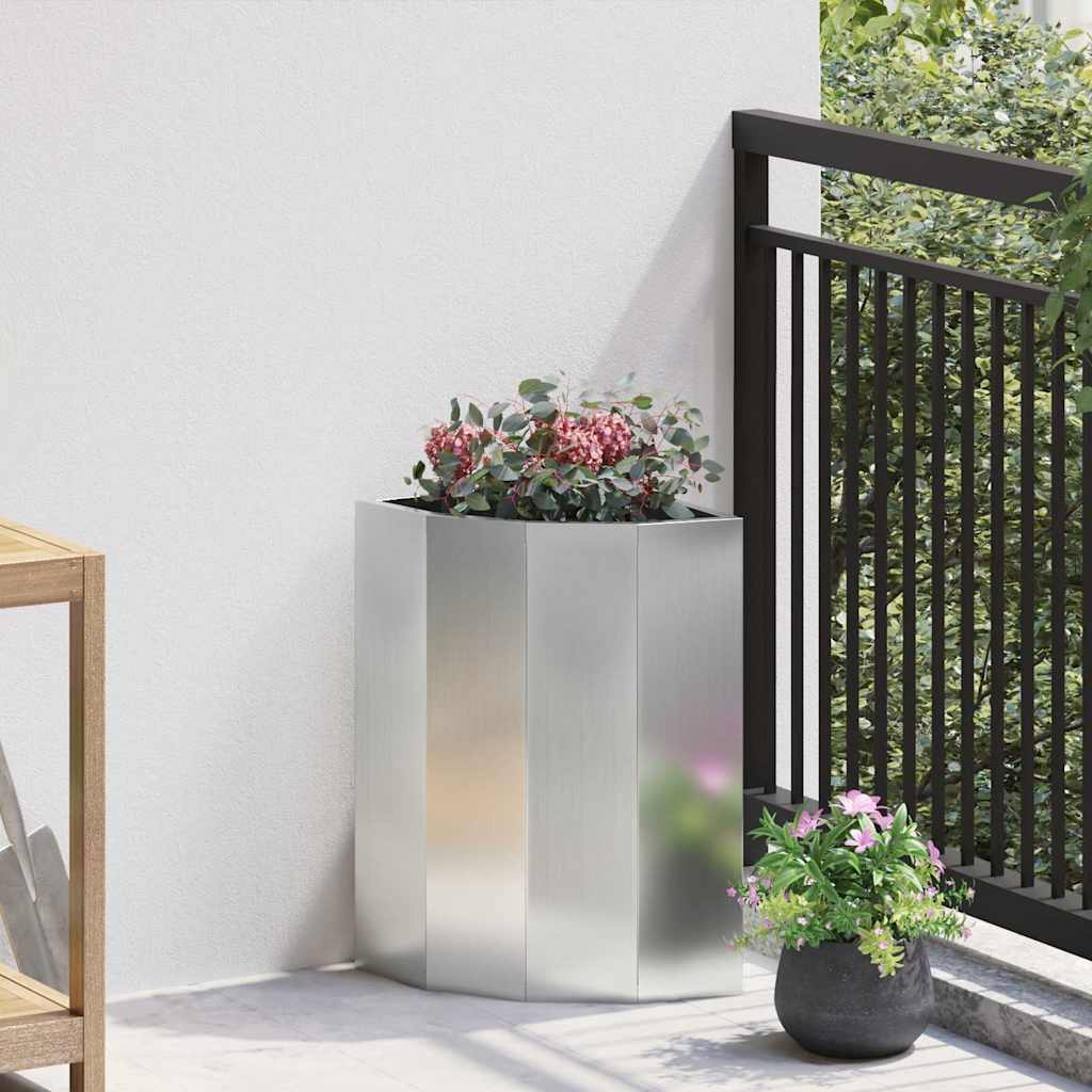 Hoek Plantbak Zilver 30 x 30 x 50 cm Gegalvaniseerd staal