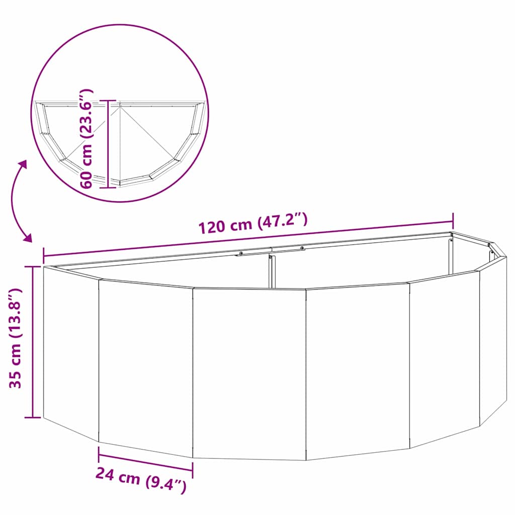 Plantenbak Wit 120 x 60 x 35 cm Staal
