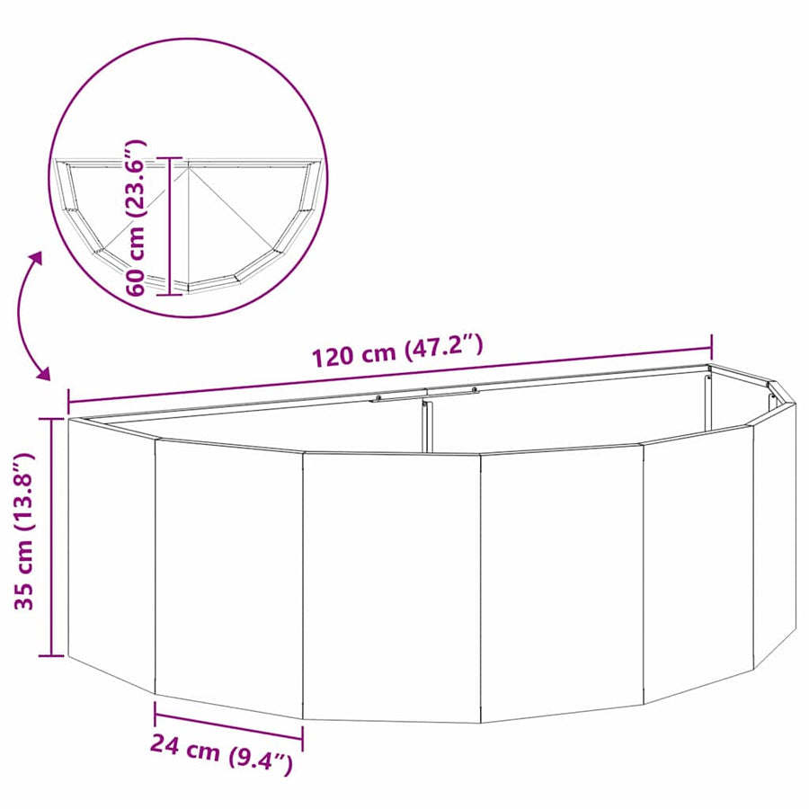 Plantenbak Zilver 120 x 60 x 35 cm Gegalvaniseerd staal
