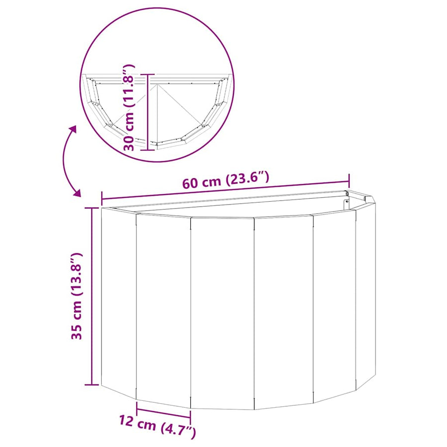 Plantenbak Zwart 60 x 30 x 35 cm Staal