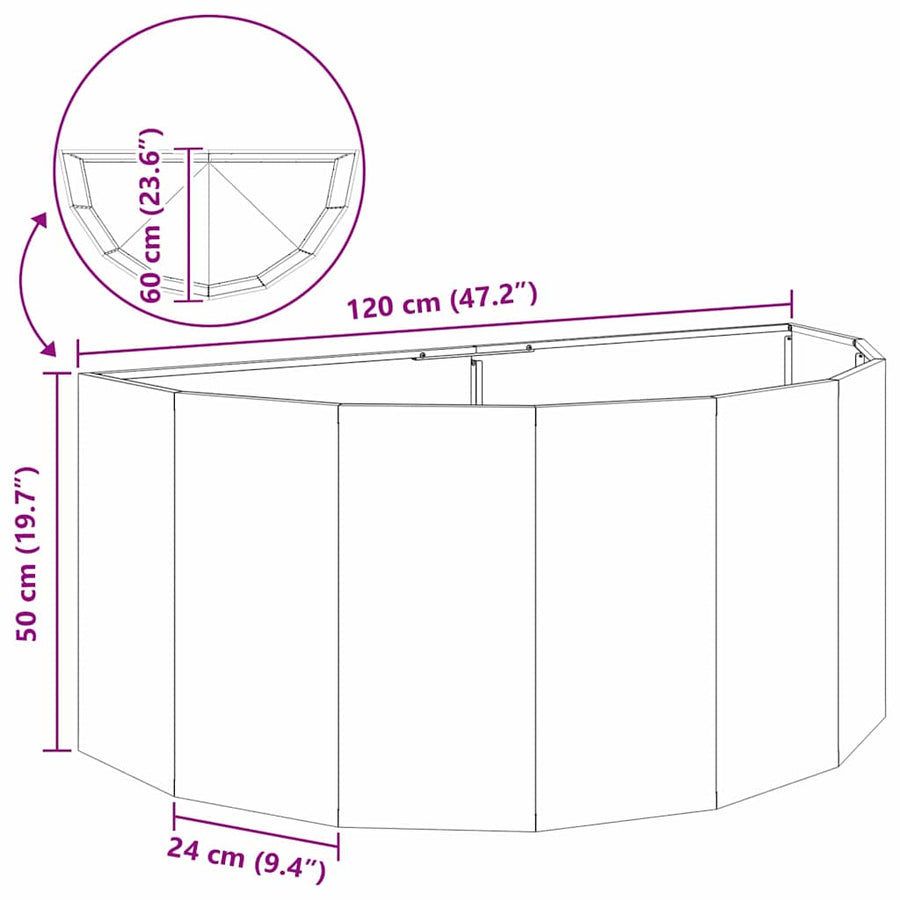 Plantenbak Roestig 120 x 60 x 50 cm weervast staal