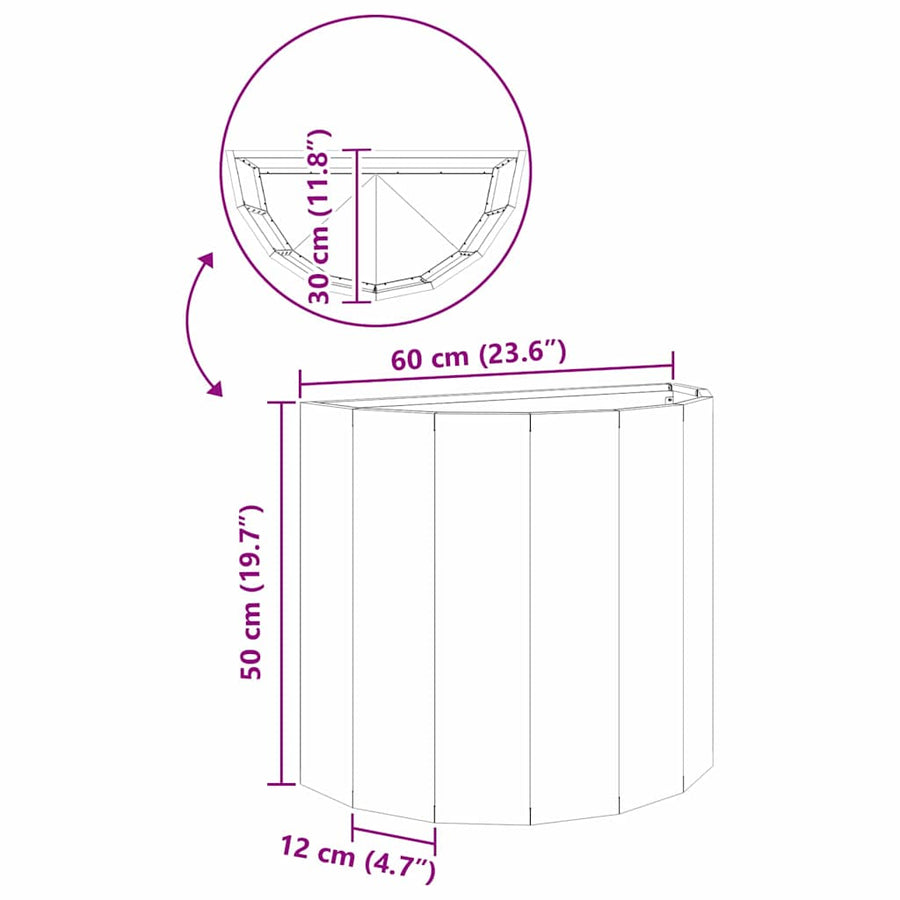 Plantenbak Antraciet 60 x 30 x 50 cm Staal