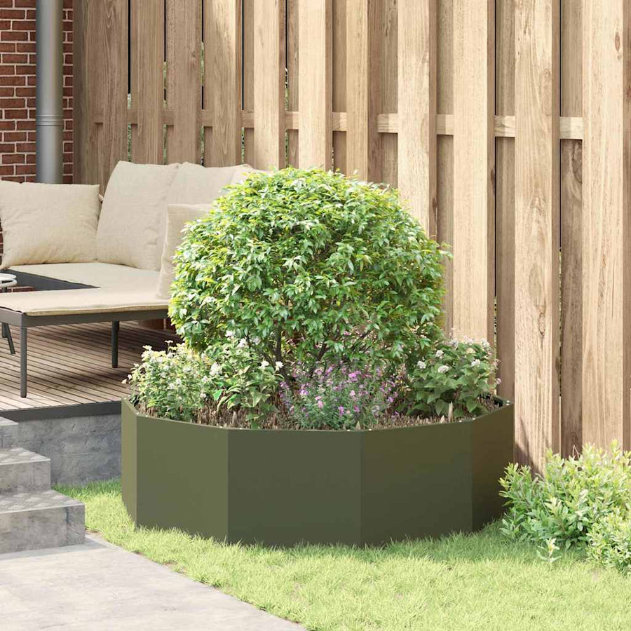 Plantenbak Olijf Groen 120 x 120 x 35 cm Staal