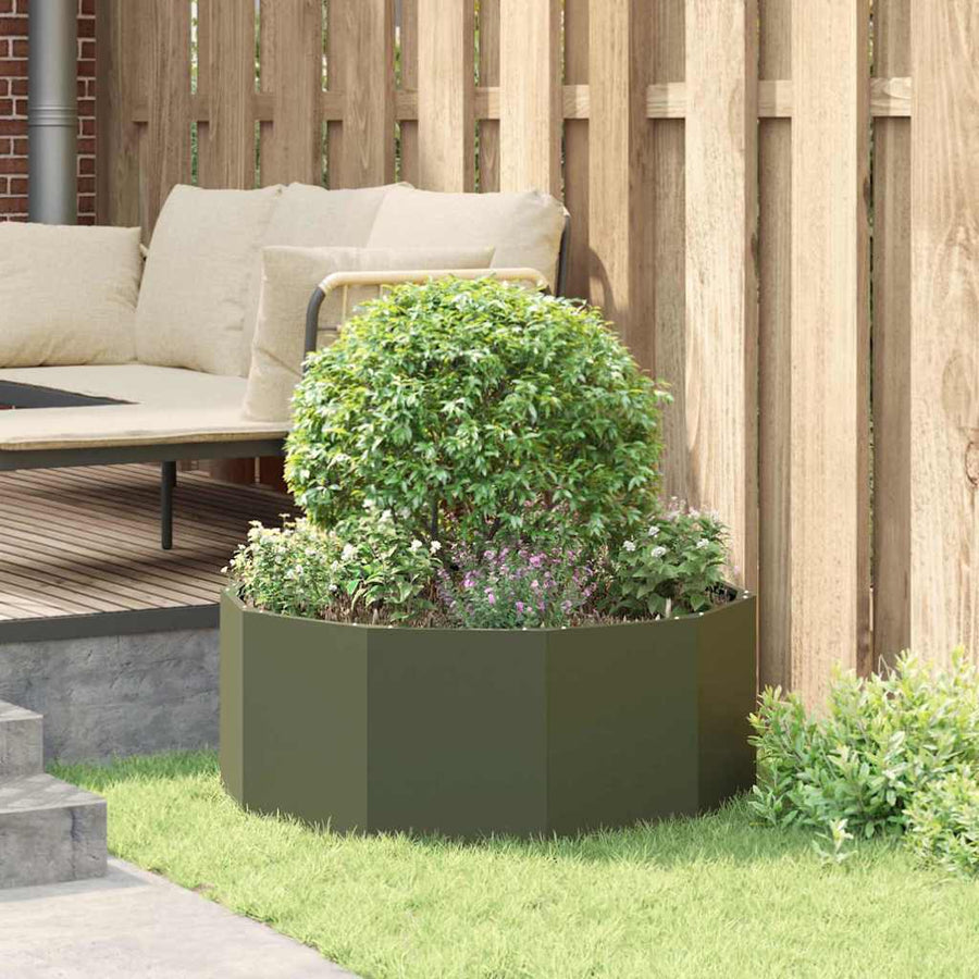 Plantenbak Olijf Groen 90 x 90 x 35 cm Staal