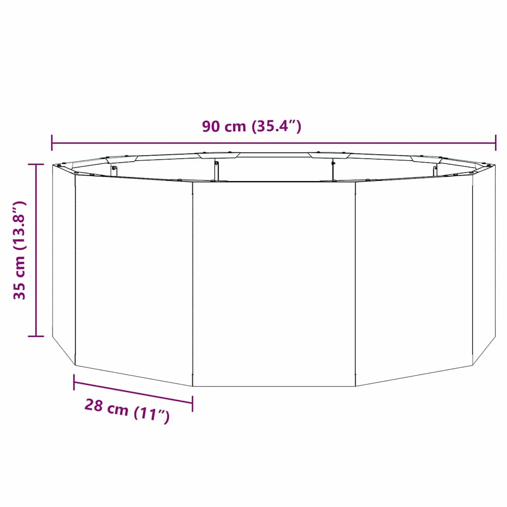 Plantenbak Roestig 90 x 90 x 35 cm Cortenstaal