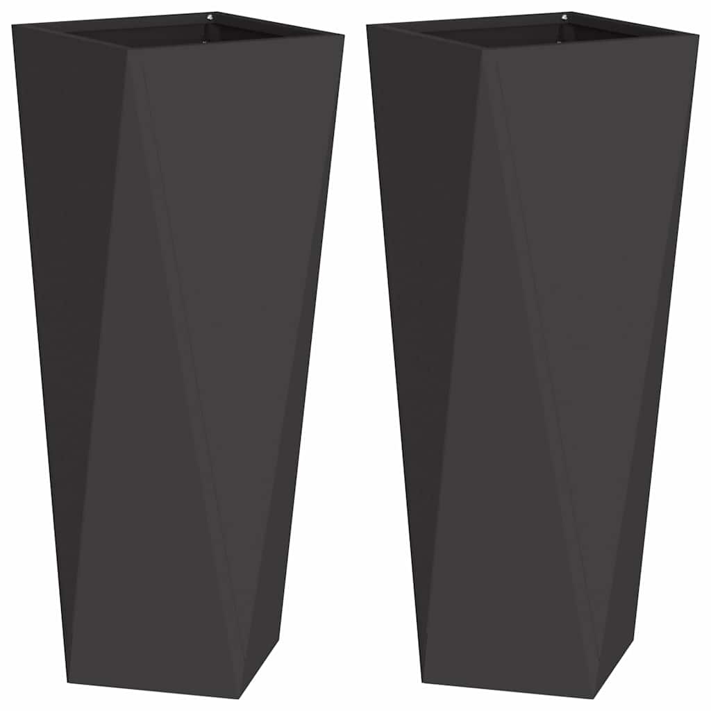 Plantenbak 2 pcs Zwart 30 x 30 x 75 cm Staal
