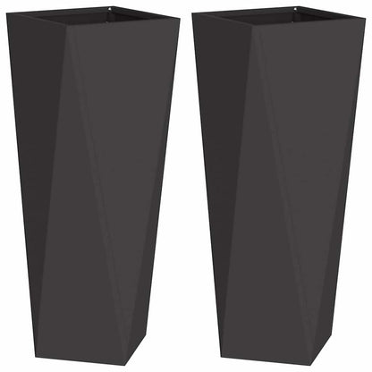 Plantenbak 2 pcs Zwart 30 x 30 x 75 cm Staal