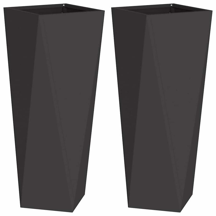 Plantenbak 2 pcs Zwart 30 x 30 x 75 cm Staal