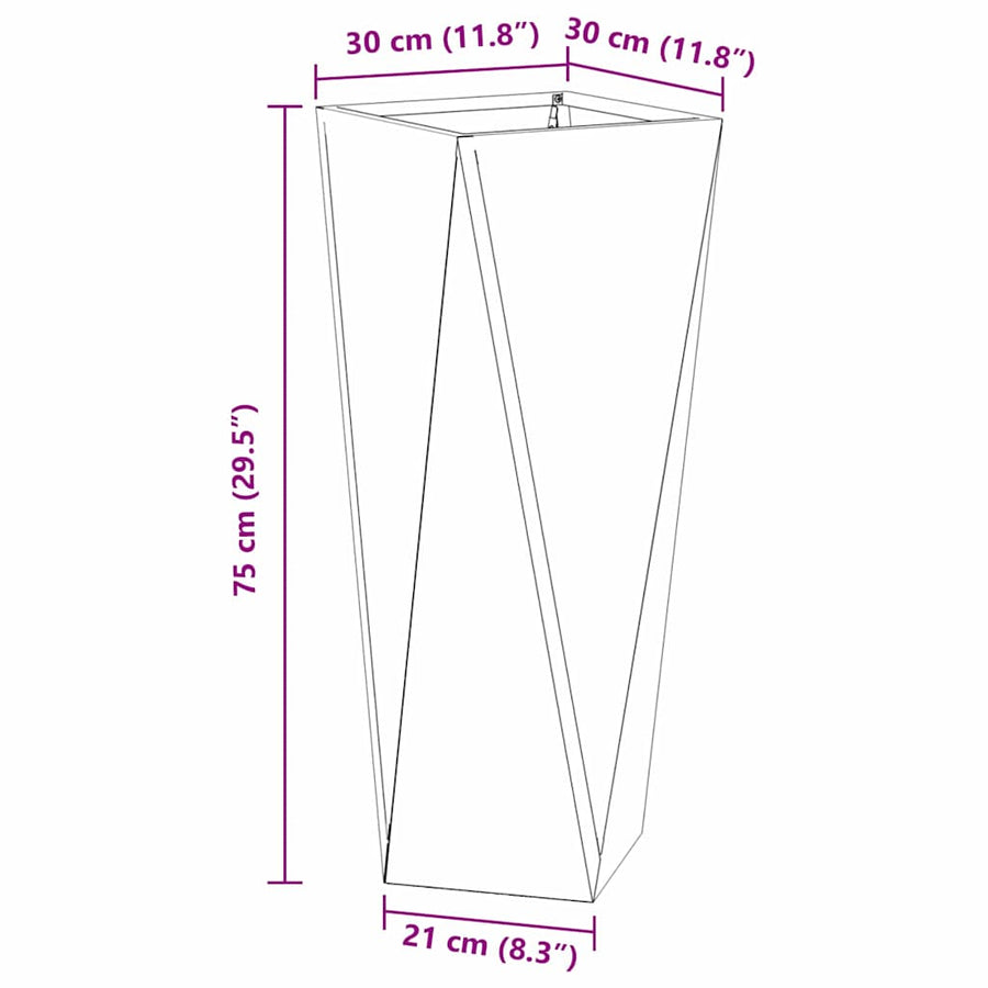 Plantenbak 2 pcs Zwart 30 x 30 x 75 cm Staal
