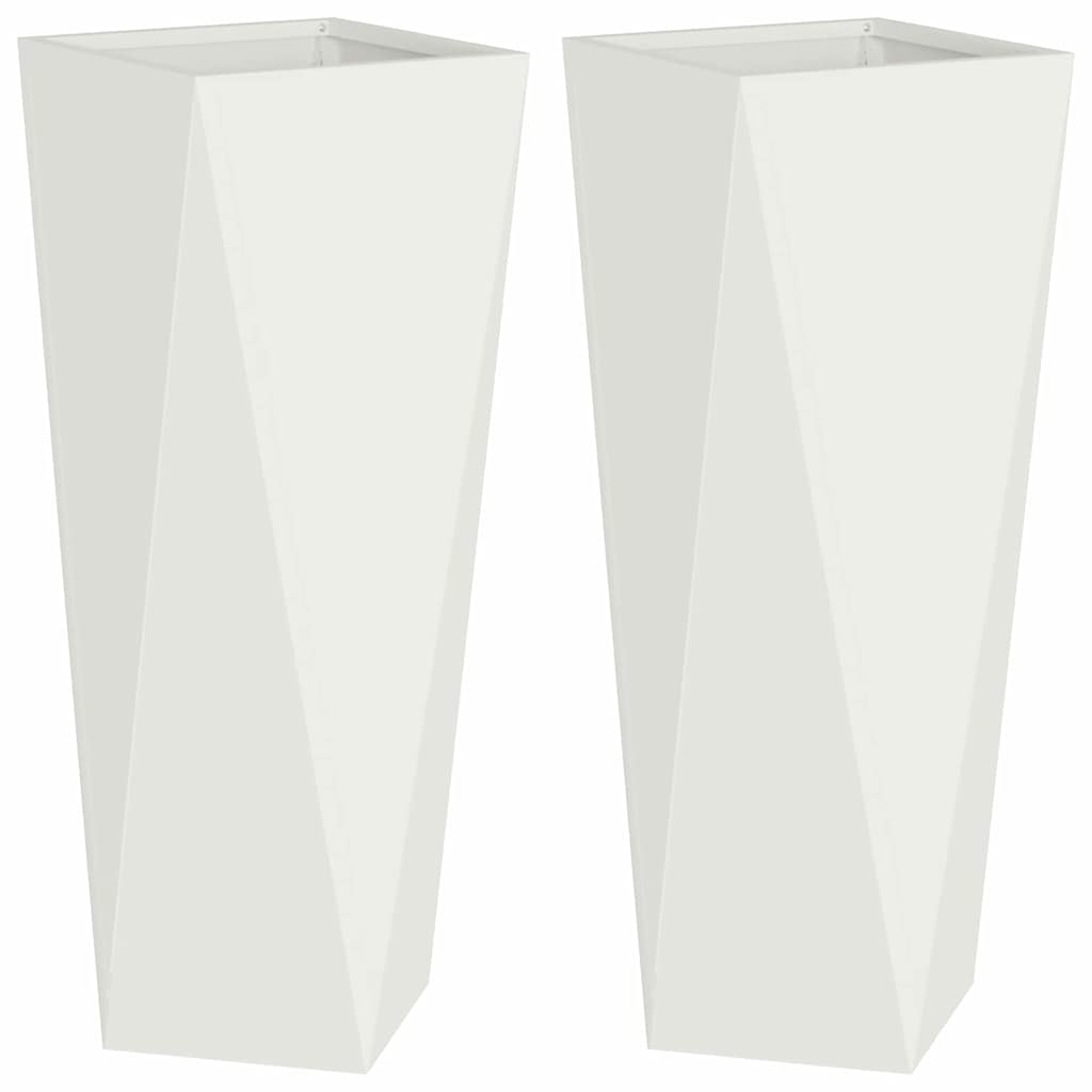 Plantenbak 2 pcs Wit 30 x 30 x 75 cm Staal