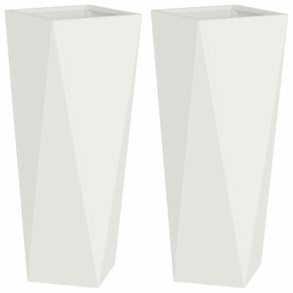Plantenbak 2 pcs Wit 30 x 30 x 75 cm Staal