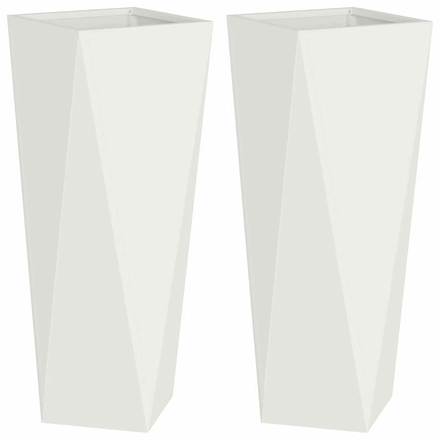Plantenbak 2 pcs Wit 30 x 30 x 75 cm Staal