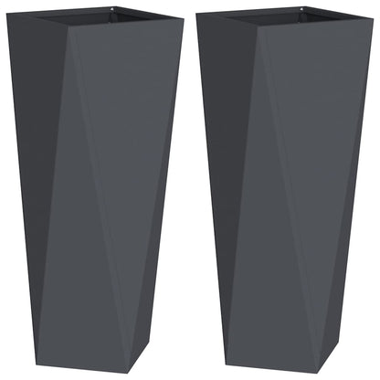 Plantenbak 2 pcs Antraciet 30 x 30 x 75 cm Staal