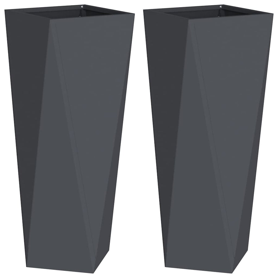 Plantenbak 2 pcs Antraciet 30 x 30 x 75 cm Staal