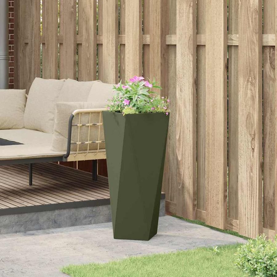 Plantenbak Olijf Groen 30 x 30 x 75 cm Staal