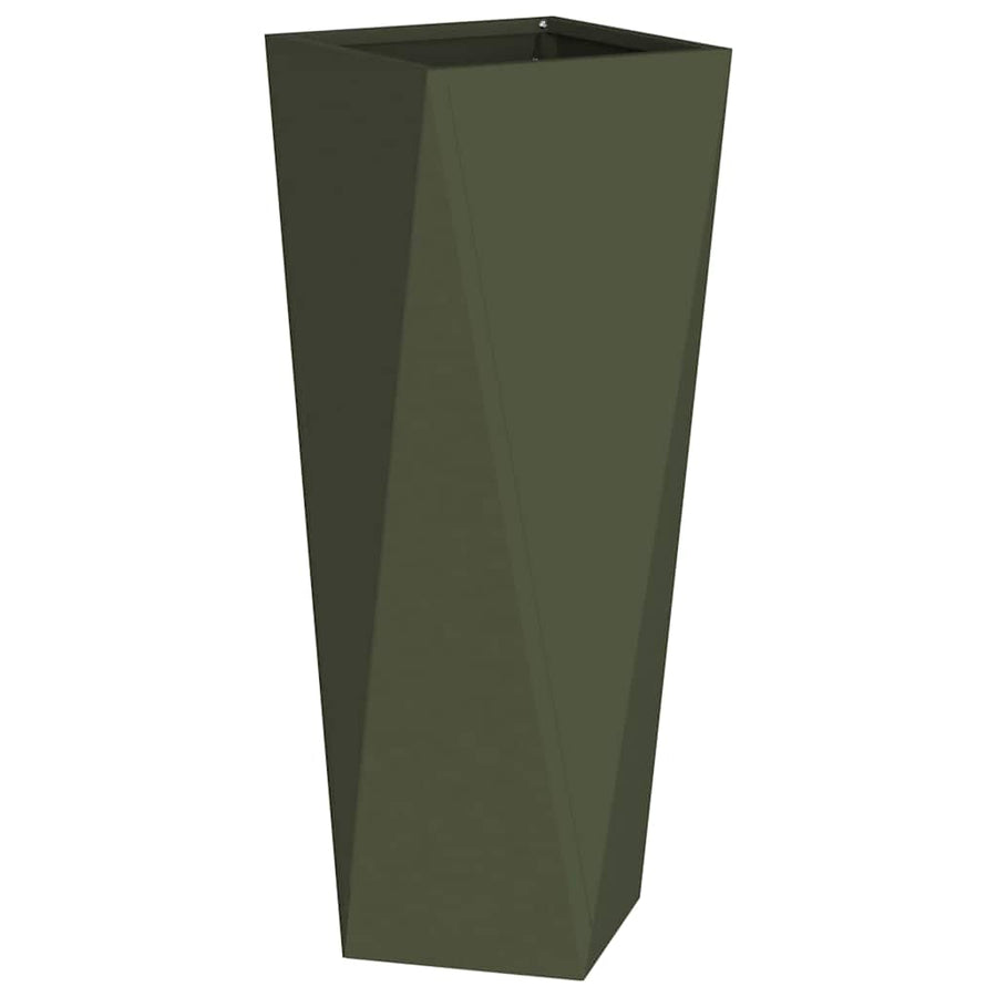 Plantenbak 2 pcs Olijf Groen 30 x 30 x 75 cm Staal