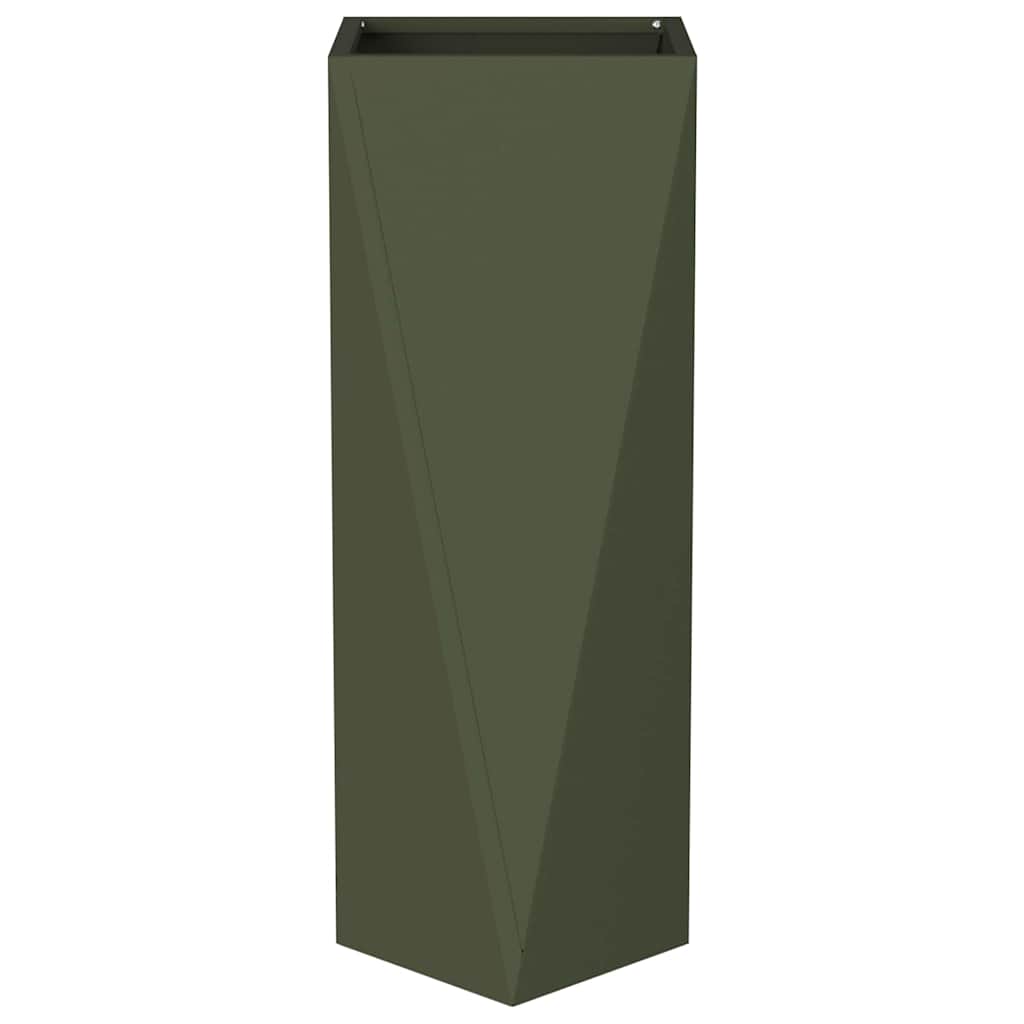 Plantenbak 2 pcs Olijf Groen 30 x 30 x 75 cm Staal