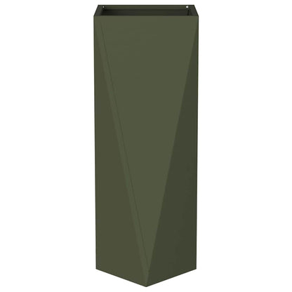 Plantenbak 2 pcs Olijf Groen 30 x 30 x 75 cm Staal