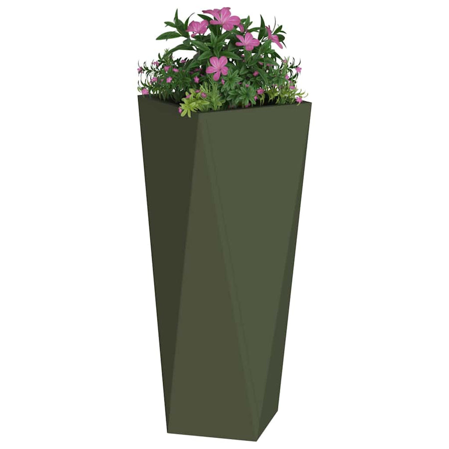 Plantenbak 2 pcs Olijf Groen 30 x 30 x 75 cm Staal