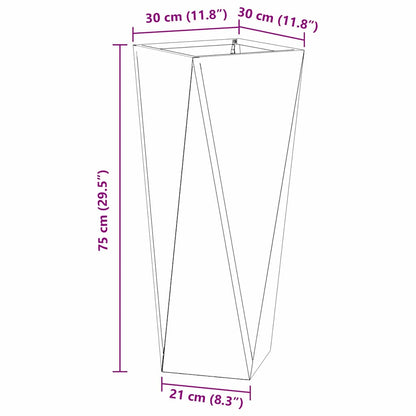 Plantenbak 2 pcs Olijf Groen 30 x 30 x 75 cm Staal