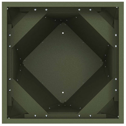 Plantenbak 2 pcs Olijf Groen 30 x 30 x 75 cm Staal