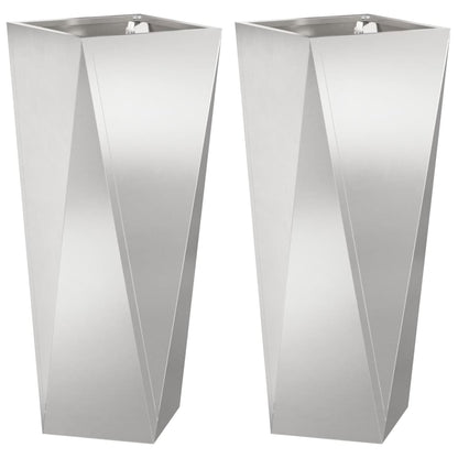 Plantenbak 2 pcs Zilver 30 x 30 x 75 cm Roestvrij staal