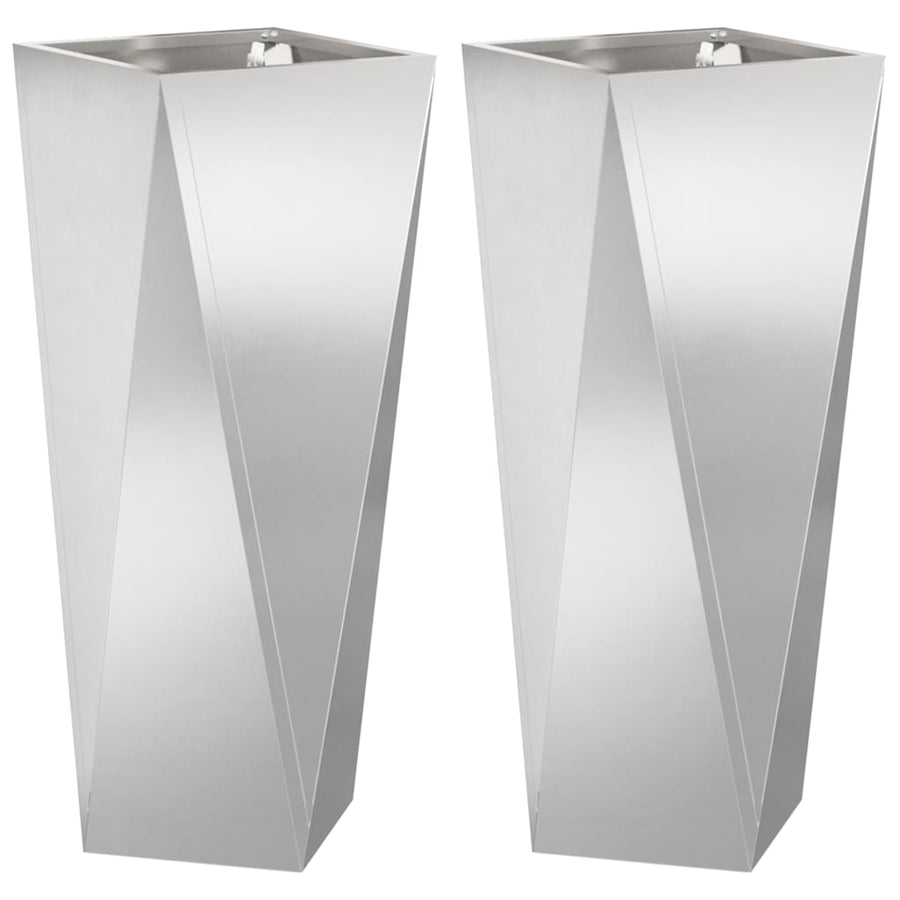 Plantenbak 2 pcs Zilver 30 x 30 x 75 cm Roestvrij staal