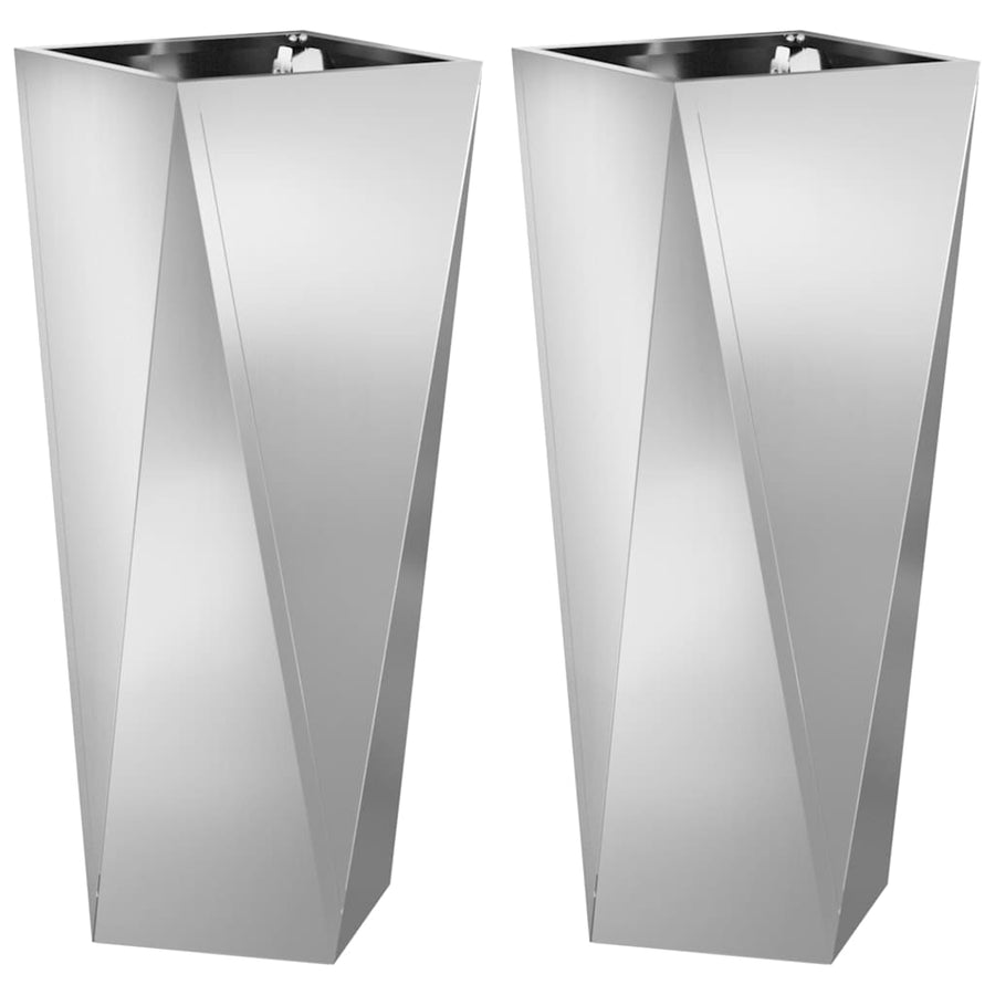 Plantenbak 2 pcs Zilver 30 x 30 x 75 cm Gegalvaniseerd staal