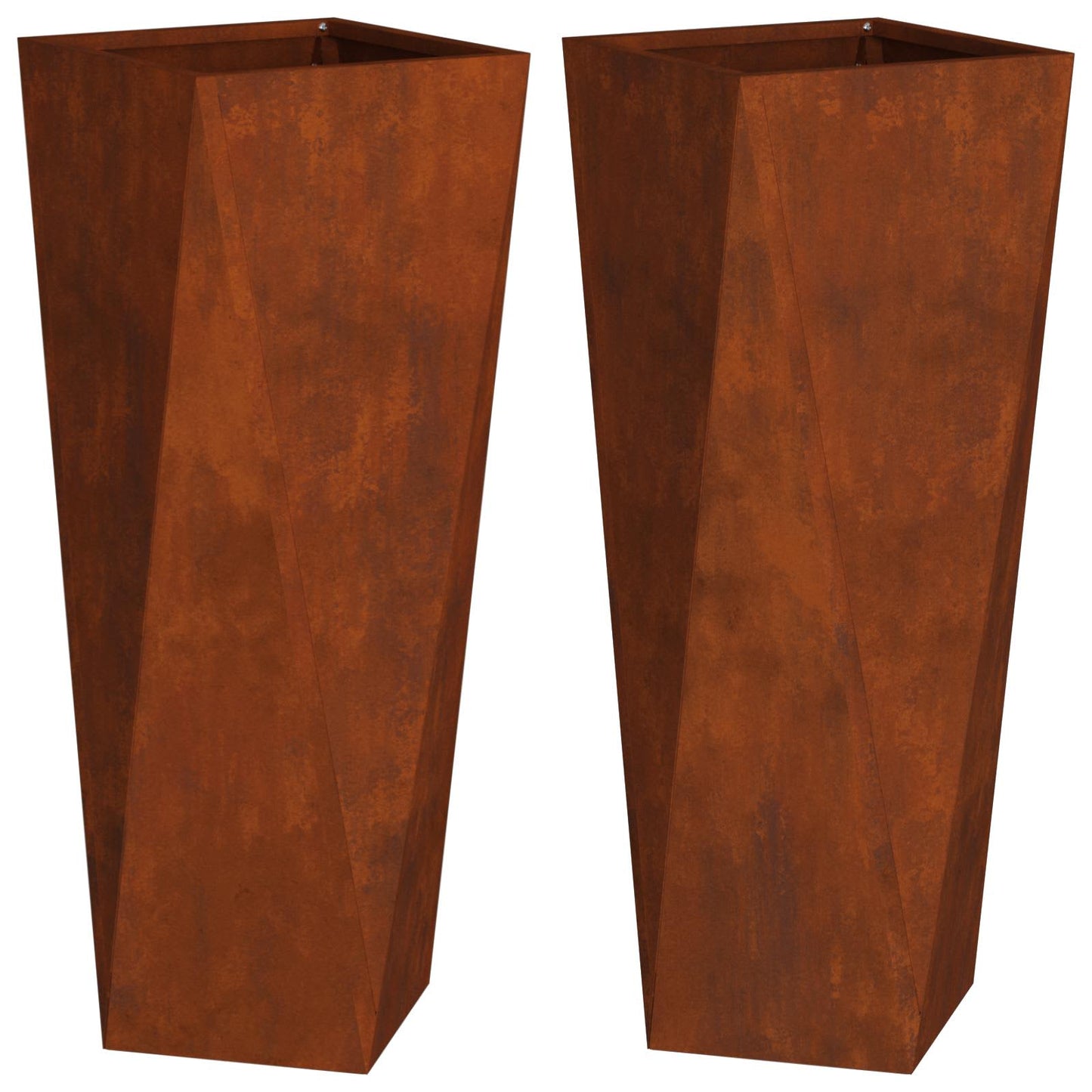 Plantenbak 2 pcs Roestig 30 x 30 x 75 cm Cortenstaal