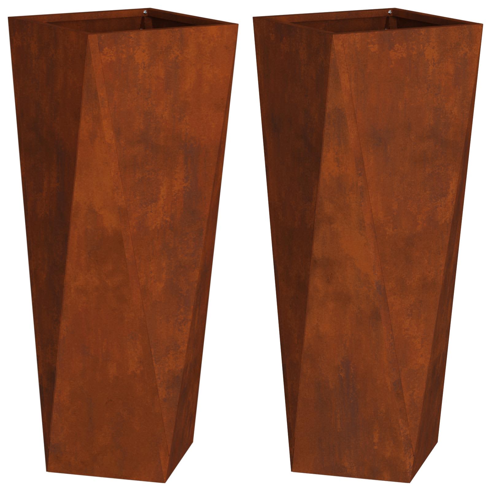 Plantenbak 2 pcs Roestig 30 x 30 x 75 cm Cortenstaal