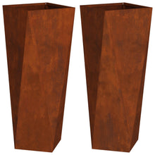Plantenbak 2 pcs Roestig 30 x 30 x 75 cm Cortenstaal