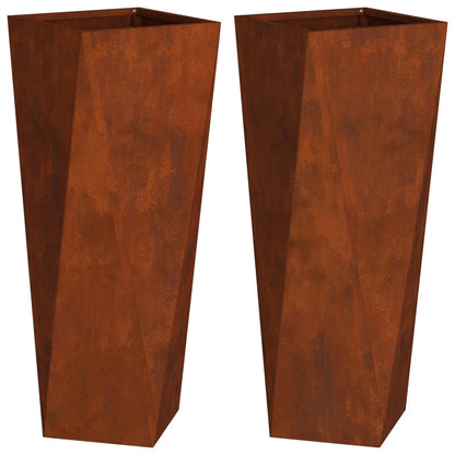 Plantenbak 2 pcs Roestig 30 x 30 x 75 cm Cortenstaal