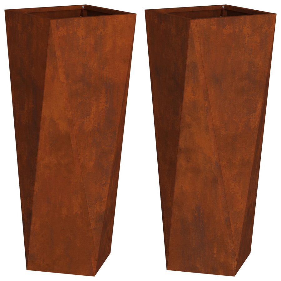Plantenbak 2 pcs Roestig 30 x 30 x 75 cm Cortenstaal