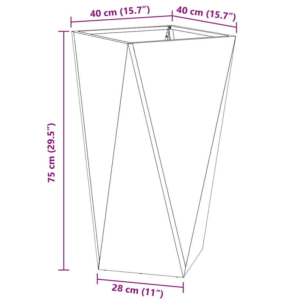 Plantenbak Zwart 40 x 40 x 75 cm Staal