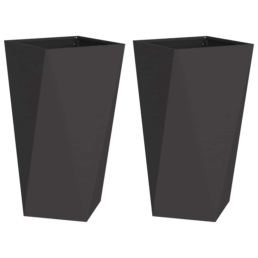 Plantenbak 2 pcs Zwart 40 x 40 x 75 cm Staal