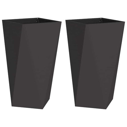 Plantenbak 2 pcs Zwart 40 x 40 x 75 cm Staal