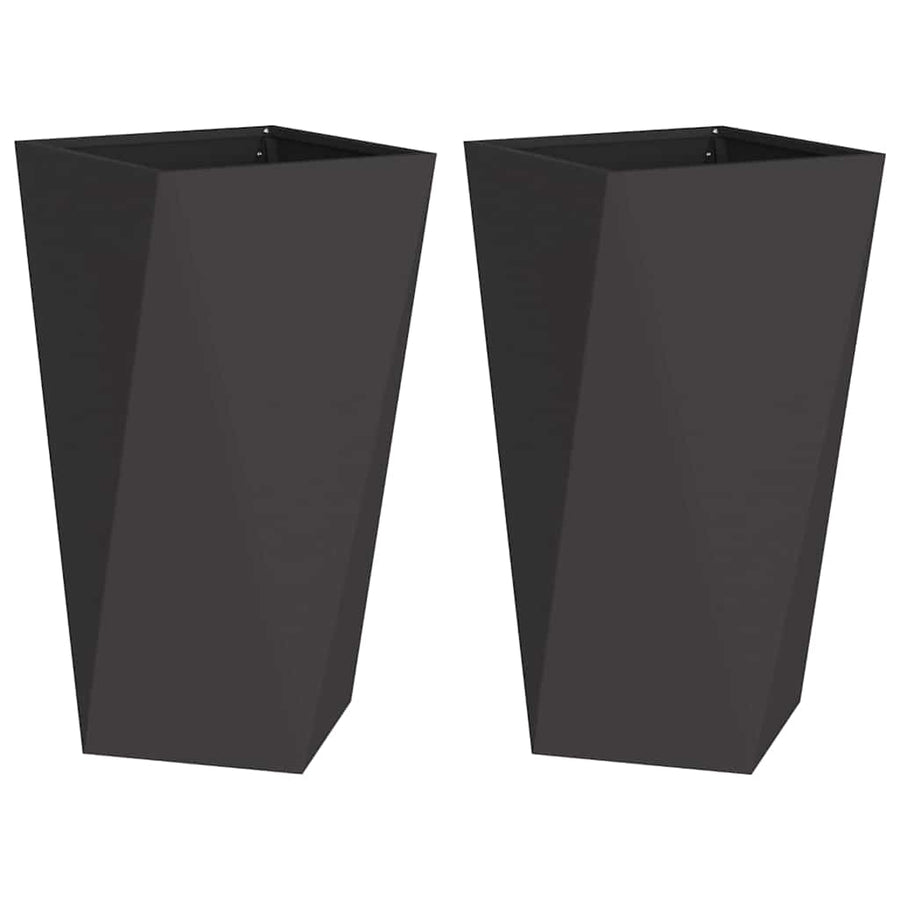 Plantenbak 2 pcs Zwart 40 x 40 x 75 cm Staal