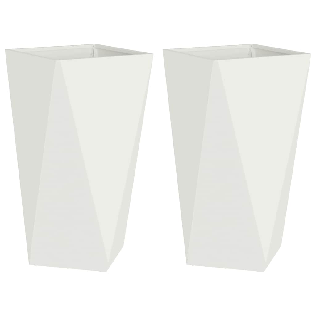 Plantenbak 2 pcs Wit 40 x 40 x 75 cm Staal