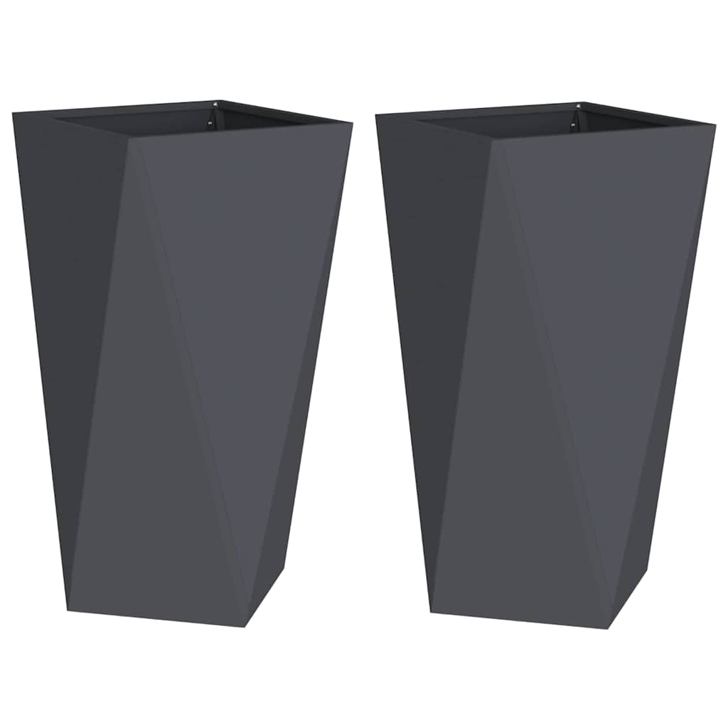 Plantenbak 2 pcs Antraciet 40 x 40 x 75 cm Staal